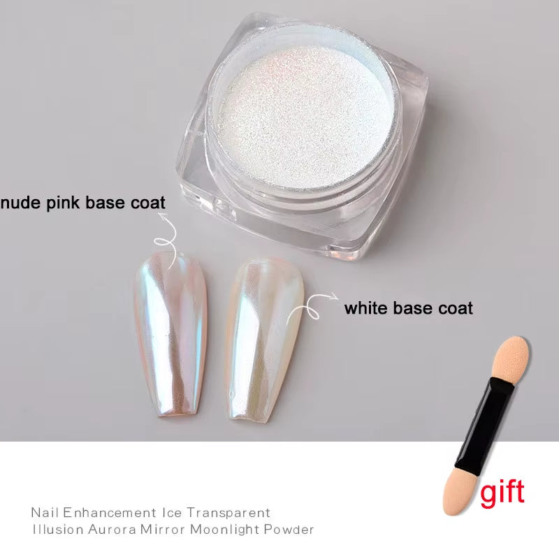 1Jar Plating Aurora Chrome Nail Powder High-Gloss Moonlight Mirror Fine Glitter Pigment Aurora Pearl Rubbing Dust Chrome Nails