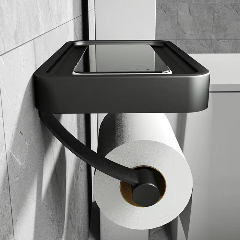 Black Toilet Roll Holder Wall Mounted Nail Free Toilet Paper Holder for Bathroom Toilet Accessories Bathroom Paper Towel Holder