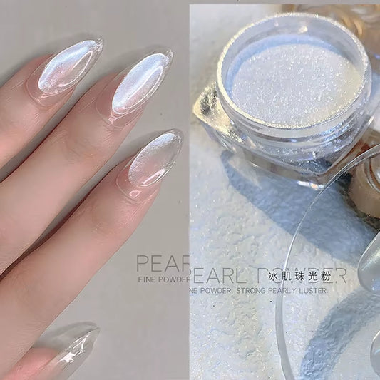 1Jar Plating Aurora Chrome Nail Powder High-Gloss Moonlight Mirror Fine Glitter Pigment Aurora Pearl Rubbing Dust Chrome Nails