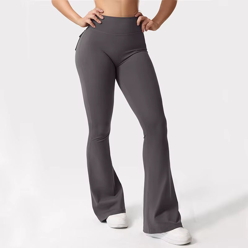 Newest Women Wide Leg High Stretch Yoga Leggings Naked Feeling Compression Fitness Workwear with Pockets Yoga Pant 