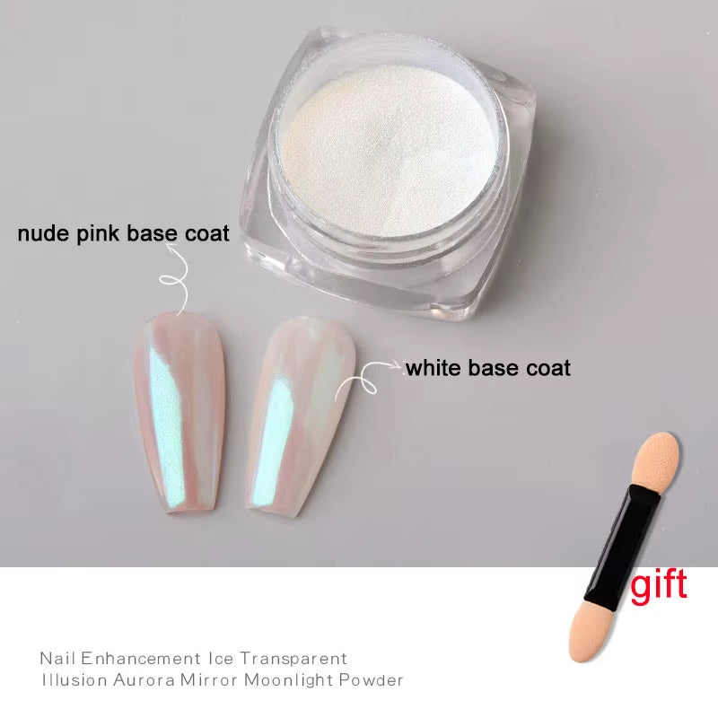 1Jar Plating Aurora Chrome Nail Powder High-Gloss Moonlight Mirror Fine Glitter Pigment Aurora Pearl Rubbing Dust Chrome Nails