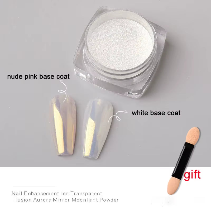 1Jar Plating Aurora Chrome Nail Powder High-Gloss Moonlight Mirror Fine Glitter Pigment Aurora Pearl Rubbing Dust Chrome Nails