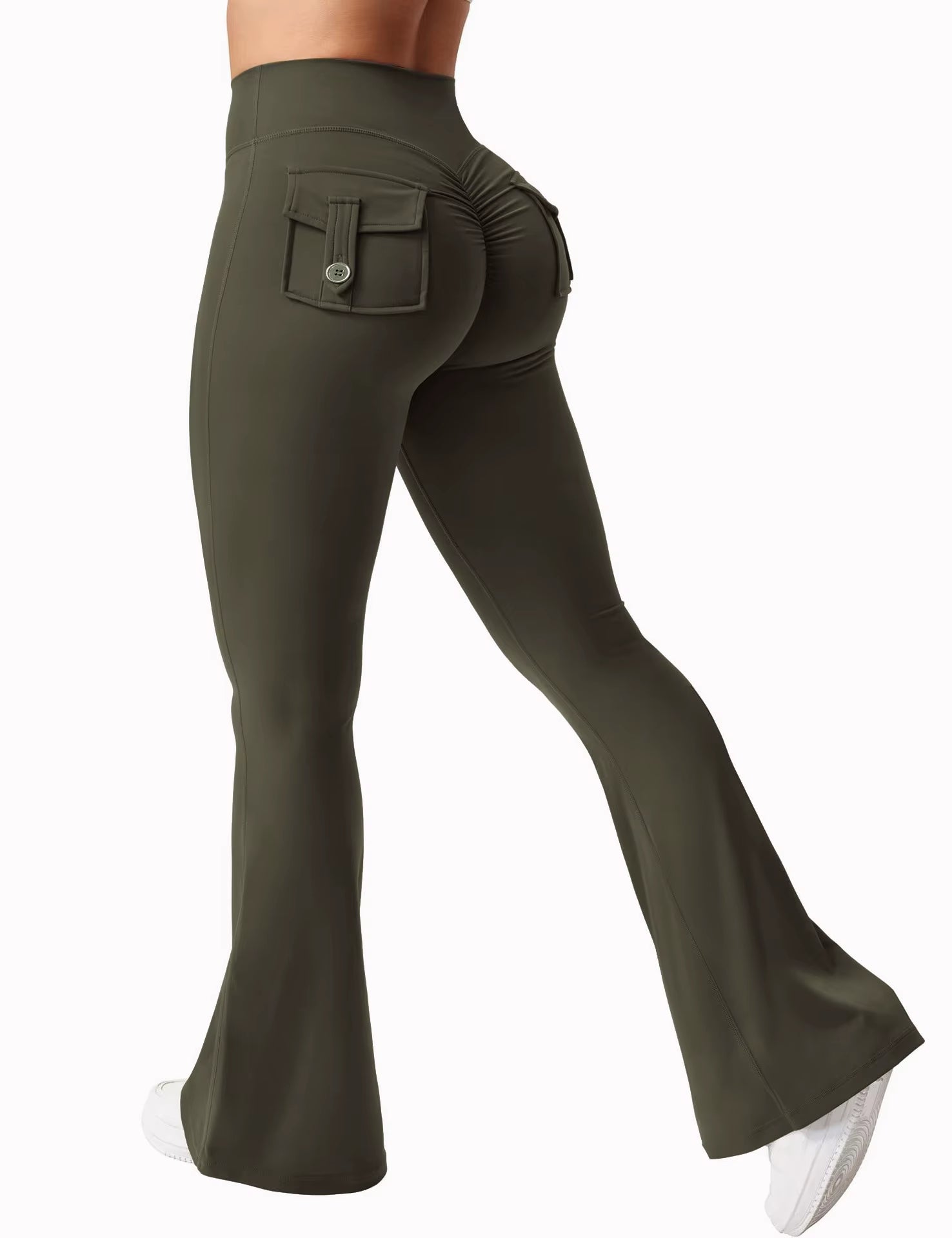 Newest Women Wide Leg High Stretch Yoga Leggings Naked Feeling Compression Fitness Workwear with Pockets Yoga Pant 