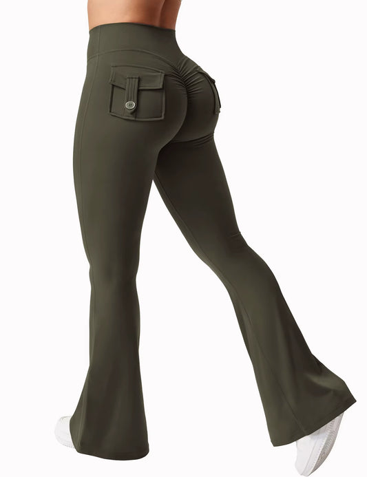 Newest Women Wide Leg High Stretch Yoga Leggings Naked Feeling Compression Fitness Workwear with Pockets Yoga Pant 
