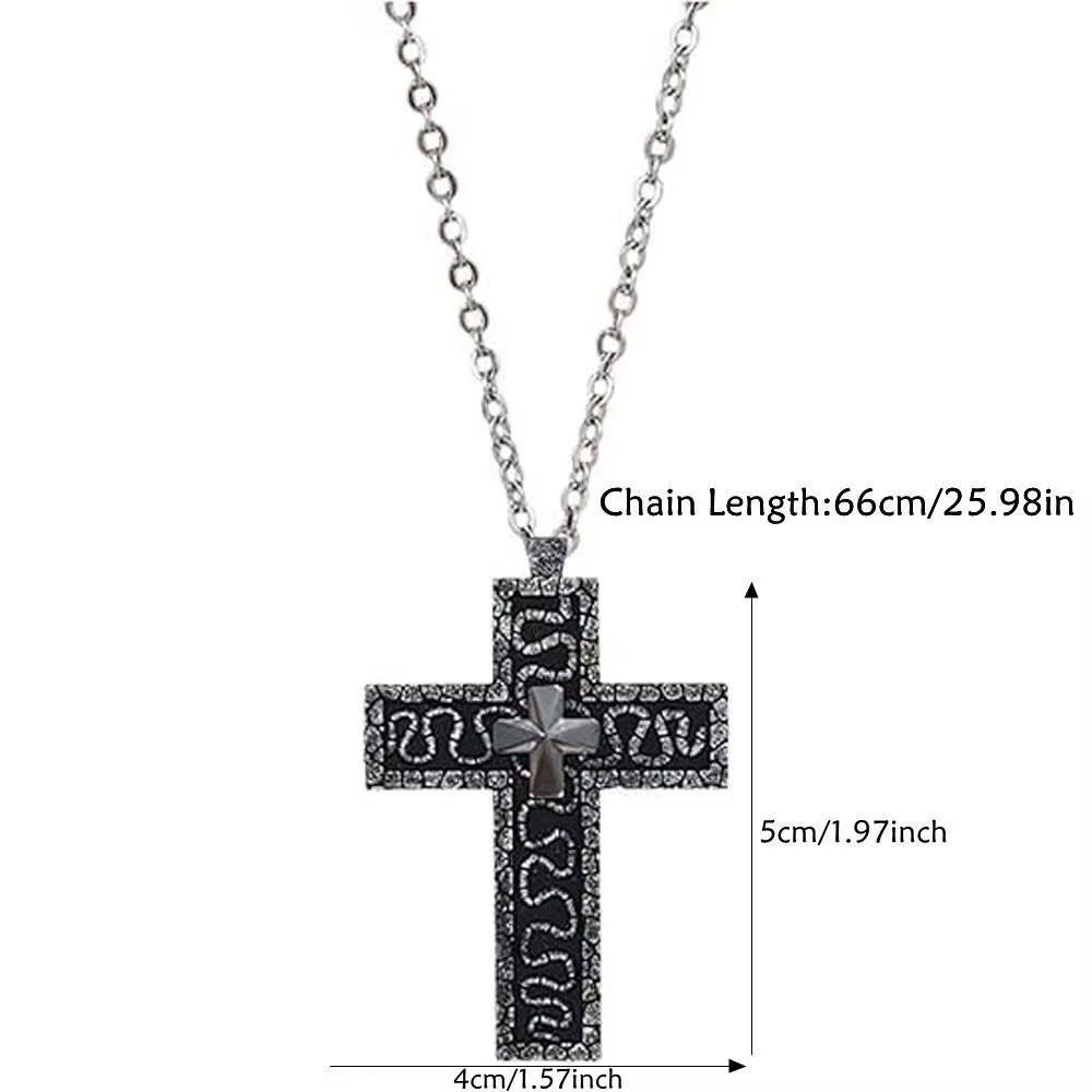 Vintage Cross Pendant Necklace Cross Necklace with Secret Compartment 3D Printed Charm Jewelry Necklace for Women Men