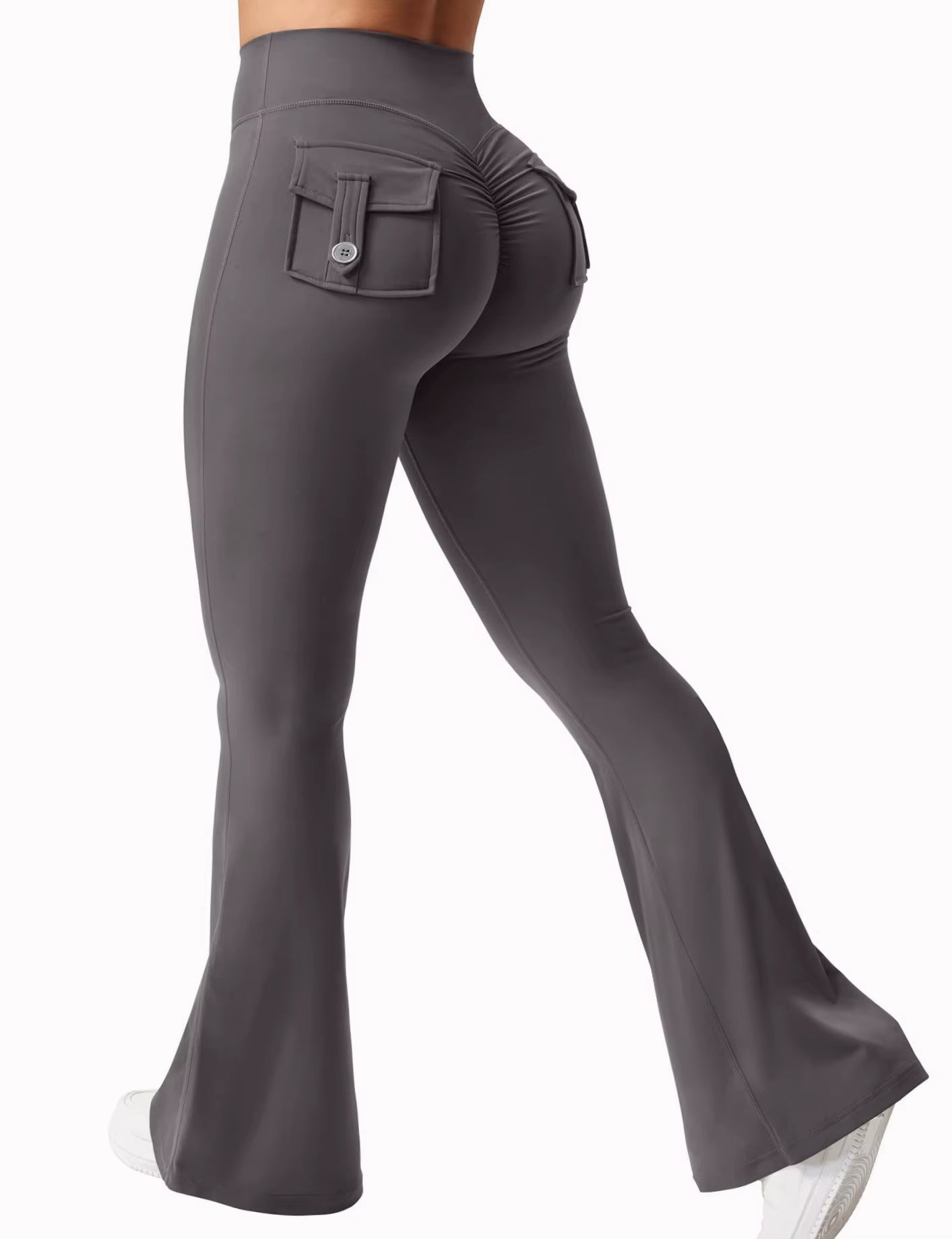 Newest Women Wide Leg High Stretch Yoga Leggings Naked Feeling Compression Fitness Workwear with Pockets Yoga Pant 