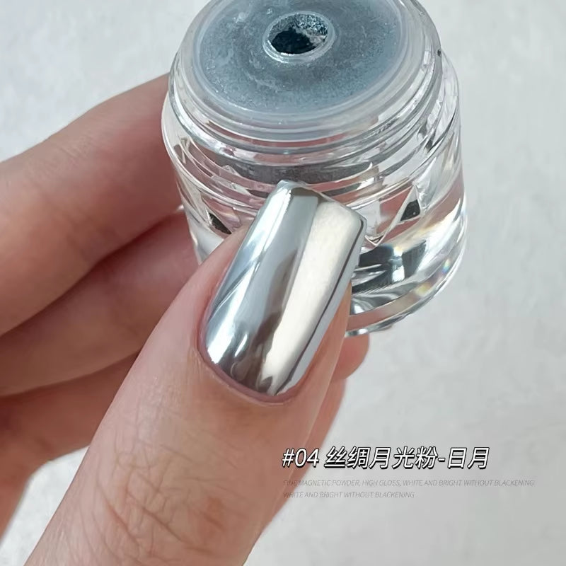 1Jar Plating Aurora Chrome Nail Powder High-Gloss Moonlight Mirror Fine Glitter Pigment Aurora Pearl Rubbing Dust Chrome Nails