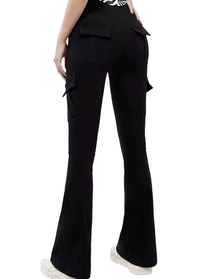Newest Women Wide Leg High Stretch Yoga Leggings Naked Feeling Compression Fitness Workwear with Pockets Yoga Pant 