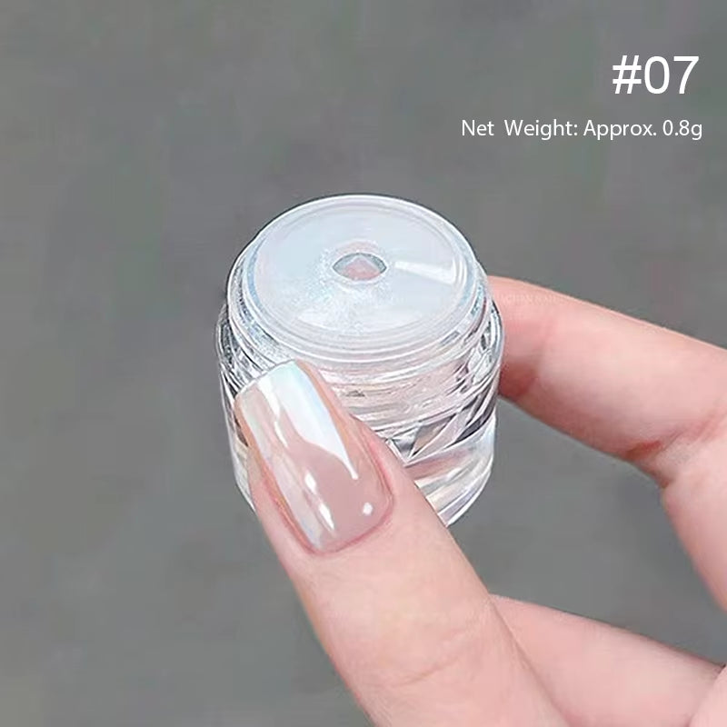 1Jar Plating Aurora Chrome Nail Powder High-Gloss Moonlight Mirror Fine Glitter Pigment Aurora Pearl Rubbing Dust Chrome Nails
