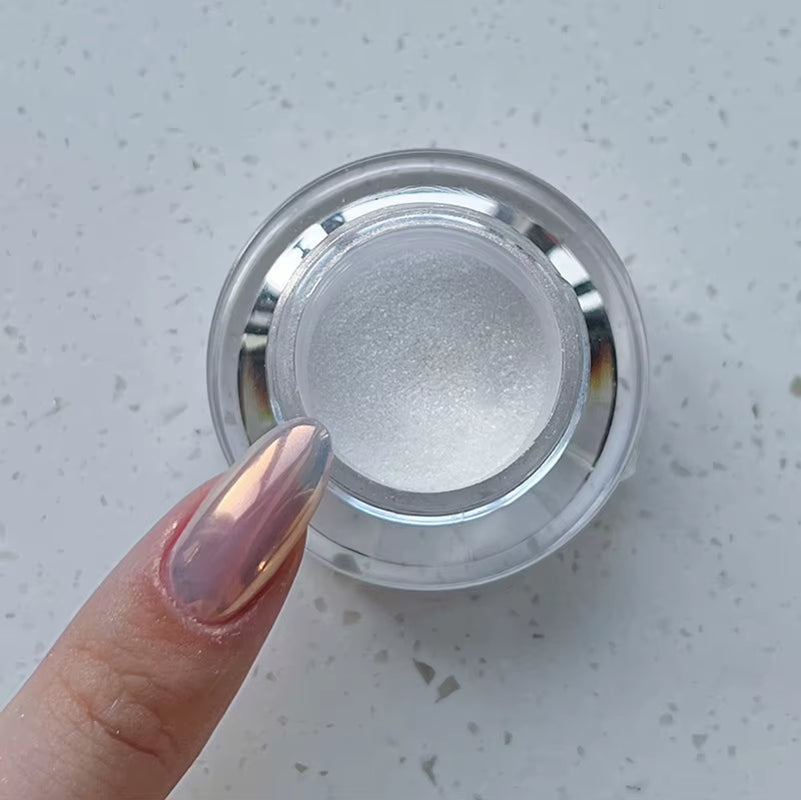 1Jar Plating Aurora Chrome Nail Powder High-Gloss Moonlight Mirror Fine Glitter Pigment Aurora Pearl Rubbing Dust Chrome Nails