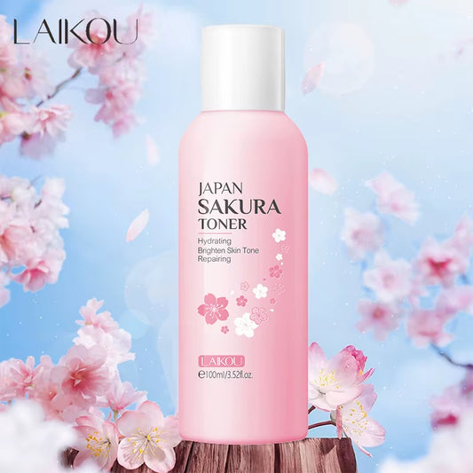 Cherry Blossoms Face Tonic Deep Moisturizing Oil-Control Shrink Pores Makeup Water Skin Care Sakura Toner Emulsion 100Ml