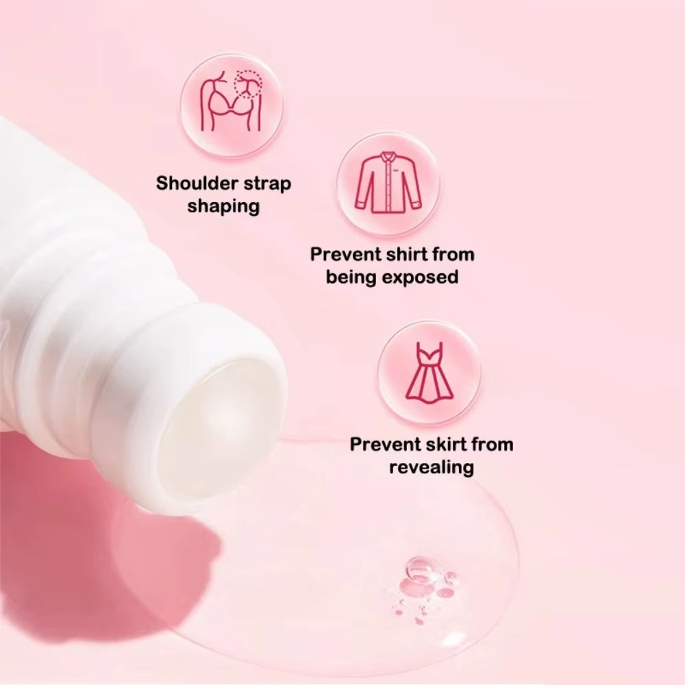 Portable 10G Anti-Slip Glue Body Skin Roll on Bra Non-Slip Fixed Adhesive Anti-Exposure Roll on Skin Adhesive for Clothing Dress
