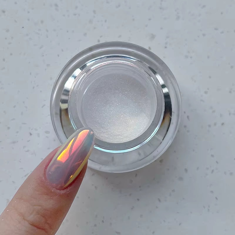 1Jar Plating Aurora Chrome Nail Powder High-Gloss Moonlight Mirror Fine Glitter Pigment Aurora Pearl Rubbing Dust Chrome Nails