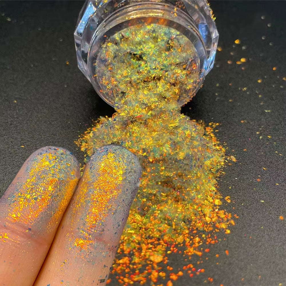 1Jar Plating Aurora Chrome Nail Powder High-Gloss Moonlight Mirror Fine Glitter Pigment Aurora Pearl Rubbing Dust Chrome Nails