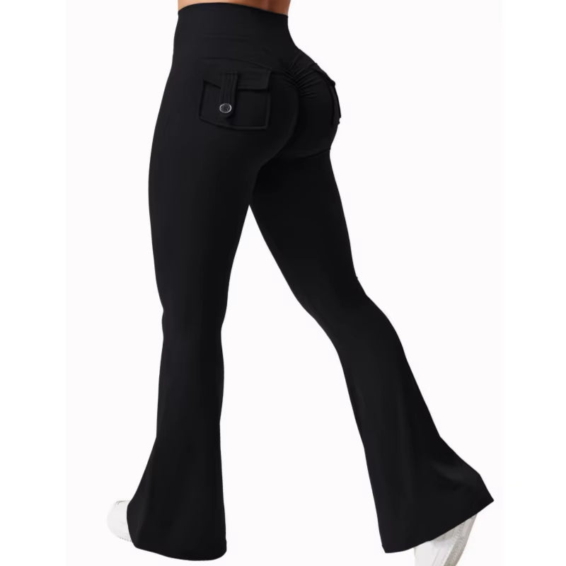 Newest Women Wide Leg High Stretch Yoga Leggings Naked Feeling Compression Fitness Workwear with Pockets Yoga Pant 