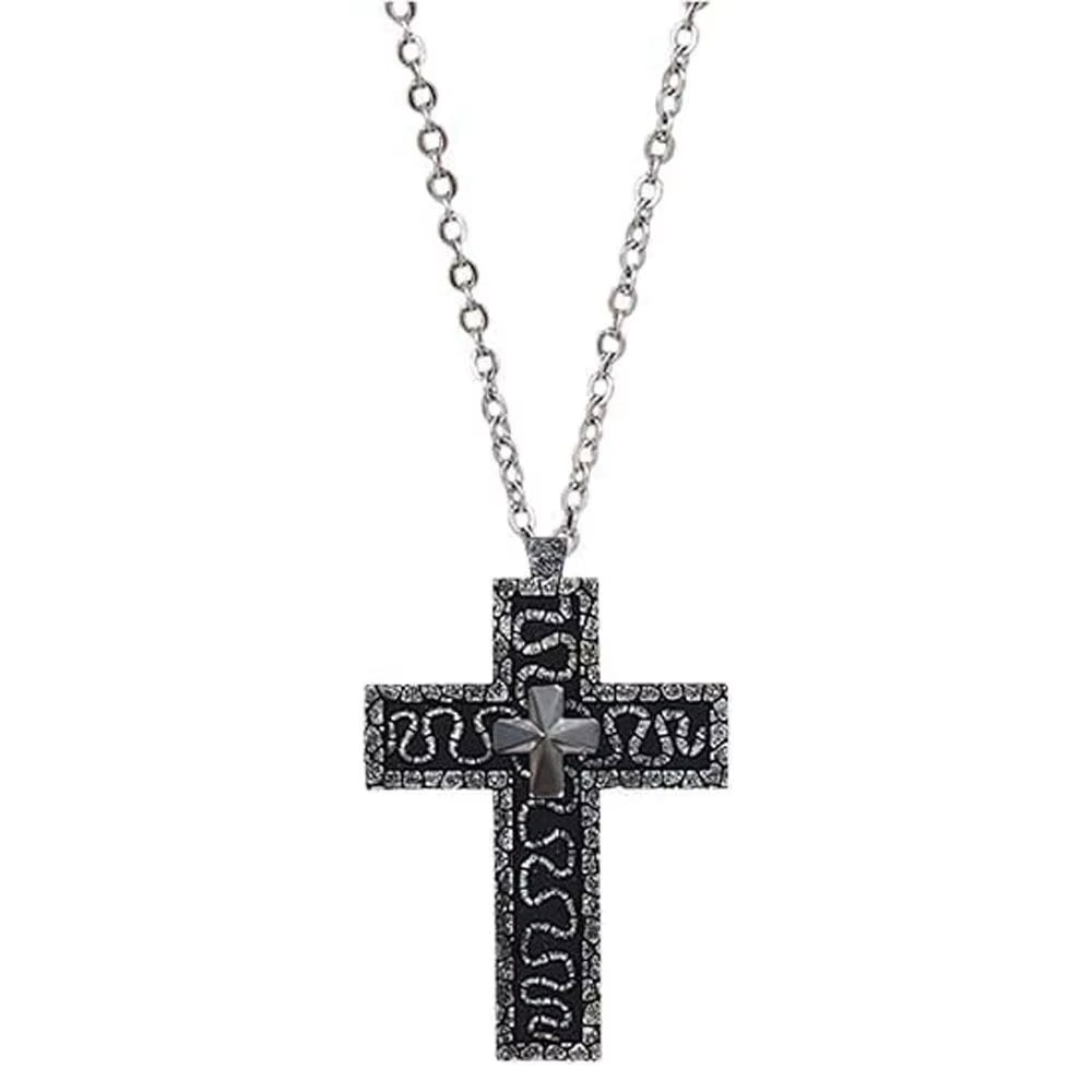 Vintage Cross Pendant Necklace Cross Necklace with Secret Compartment 3D Printed Charm Jewelry Necklace for Women Men
