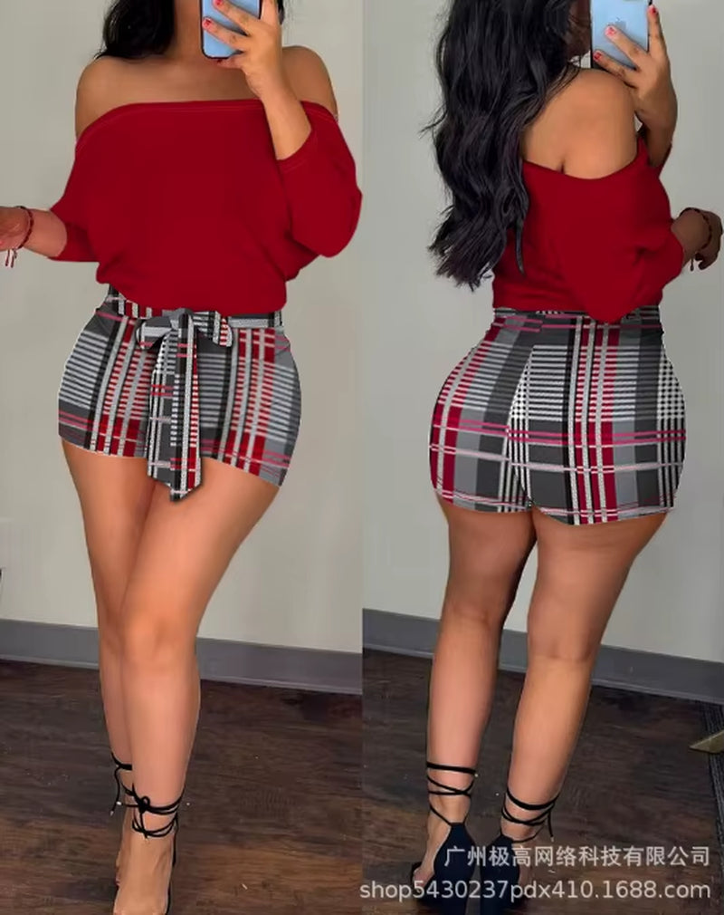 Women'S Elegance Romper 2024 Spring Latest Striped Leopard Print Tied off the Shoulder Bodysuit Skinny Batwing Sleeve Jumpsuit