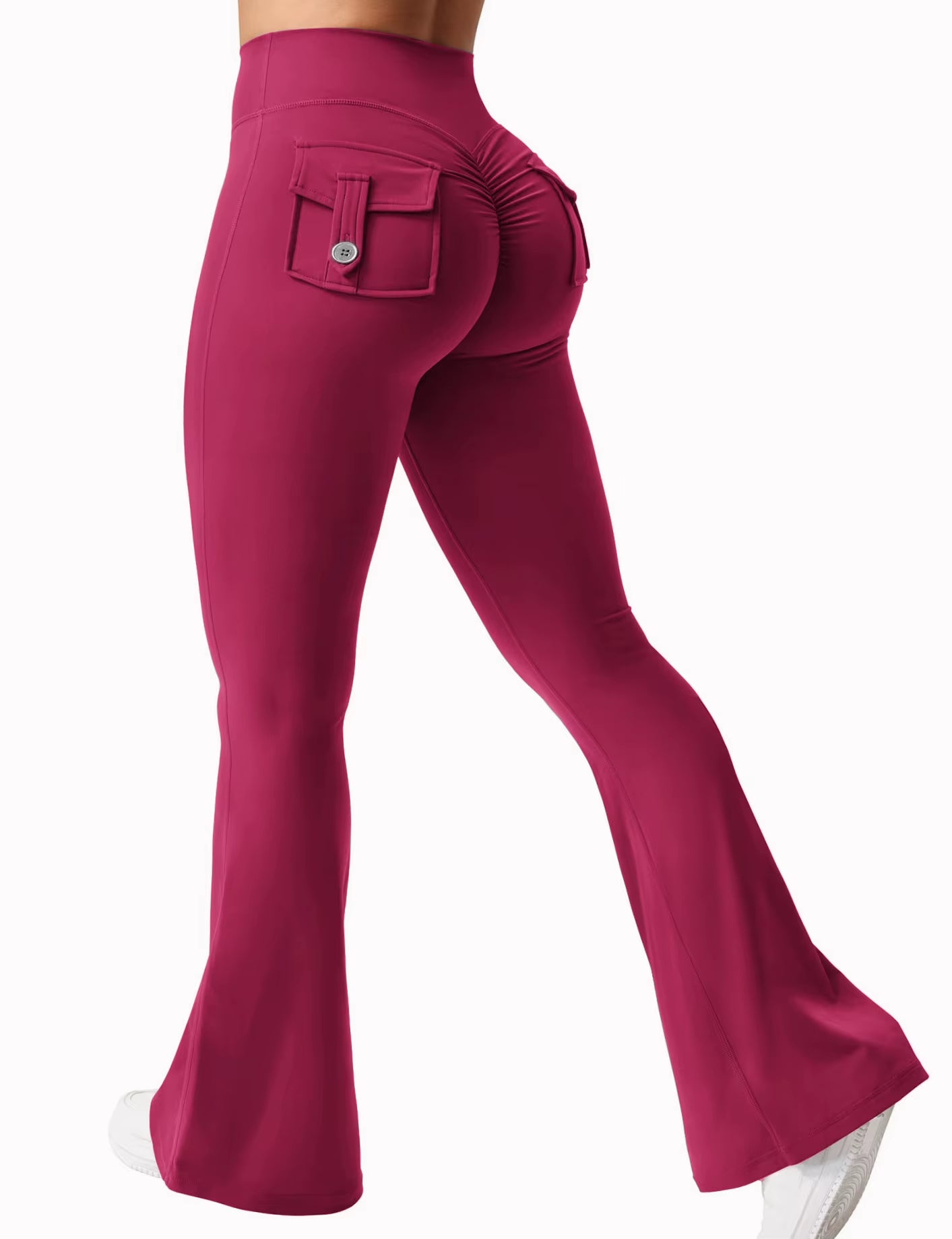 Newest Women Wide Leg High Stretch Yoga Leggings Naked Feeling Compression Fitness Workwear with Pockets Yoga Pant 