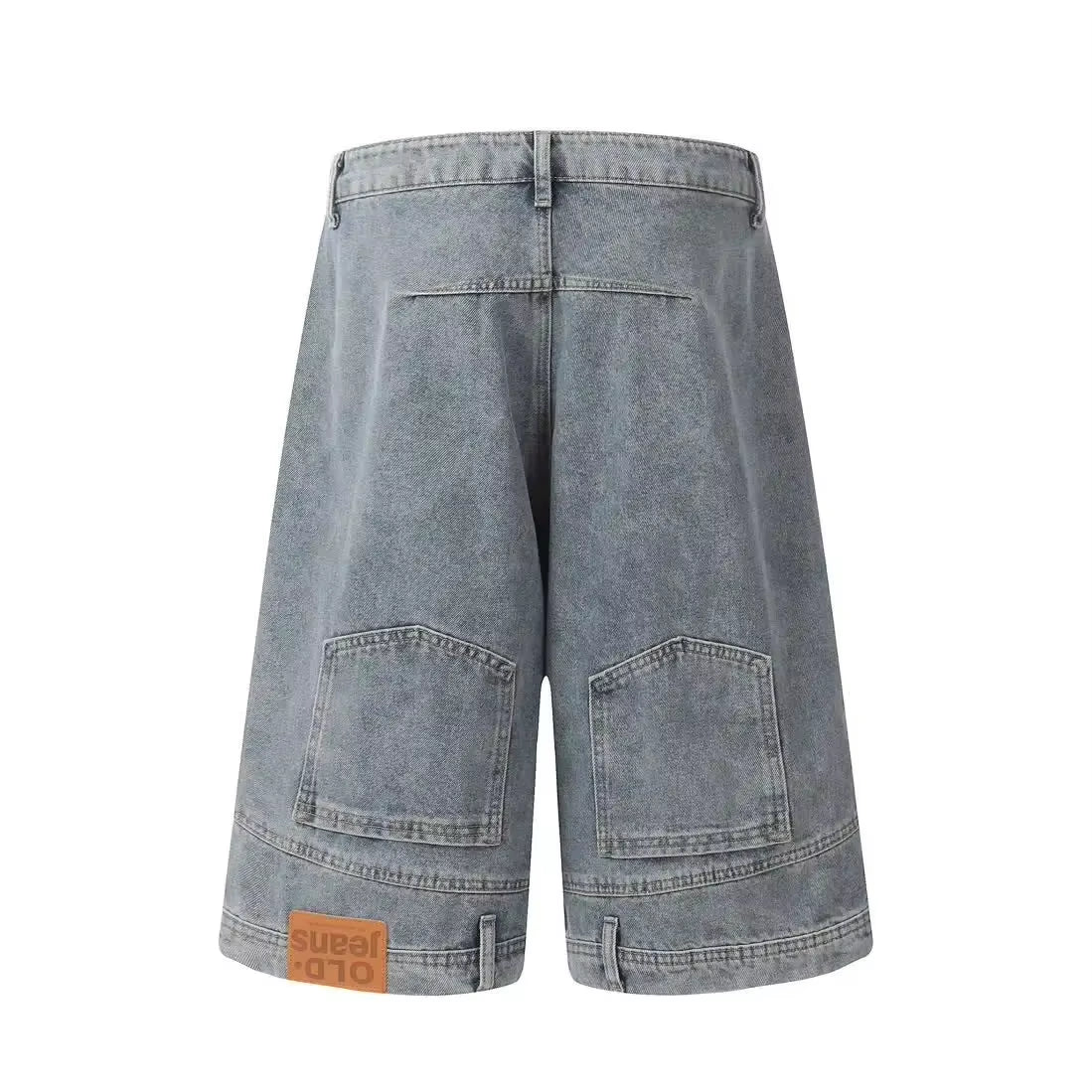 Hip Hop Retro Waist Inverted Design Men Denim Shorts Instagram Gothic Street Apparel Loose Straight Leg Pants Sports Pants