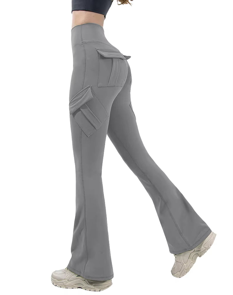 Newest Women Wide Leg High Stretch Yoga Leggings Naked Feeling Compression Fitness Workwear with Pockets Yoga Pant 