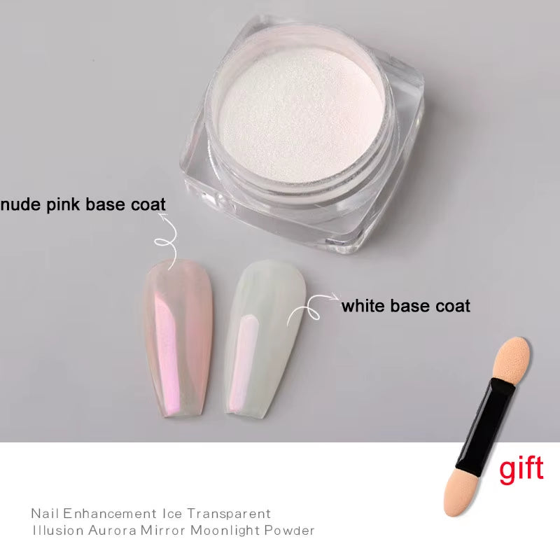 1Jar Plating Aurora Chrome Nail Powder High-Gloss Moonlight Mirror Fine Glitter Pigment Aurora Pearl Rubbing Dust Chrome Nails