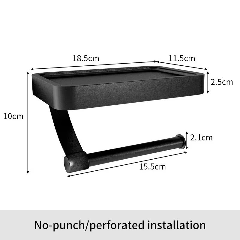 Black Toilet Roll Holder Wall Mounted Nail Free Toilet Paper Holder for Bathroom Toilet Accessories Bathroom Paper Towel Holder