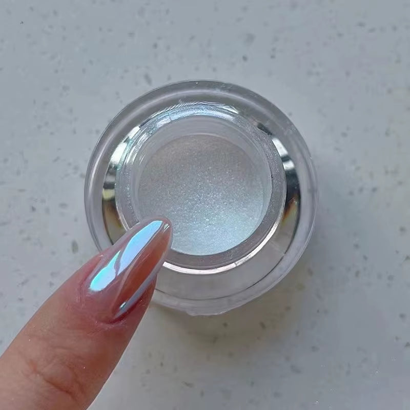 1Jar Plating Aurora Chrome Nail Powder High-Gloss Moonlight Mirror Fine Glitter Pigment Aurora Pearl Rubbing Dust Chrome Nails
