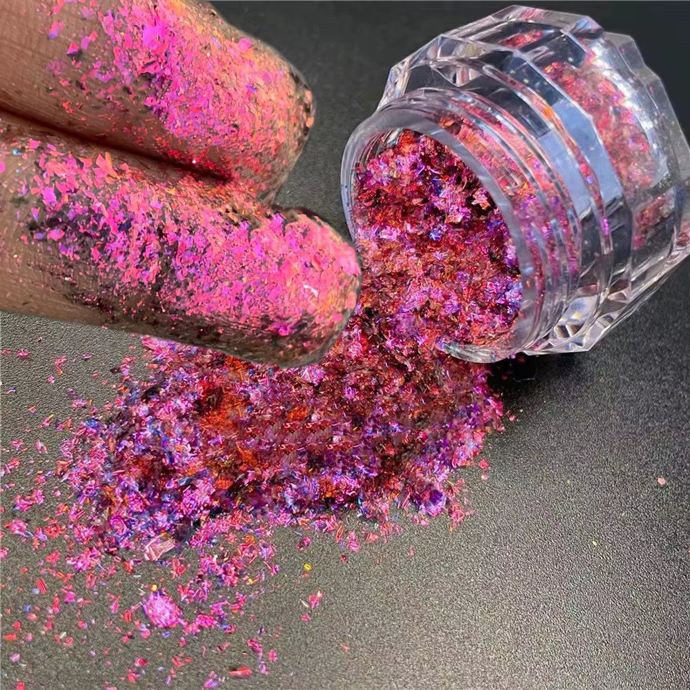 1Jar Plating Aurora Chrome Nail Powder High-Gloss Moonlight Mirror Fine Glitter Pigment Aurora Pearl Rubbing Dust Chrome Nails