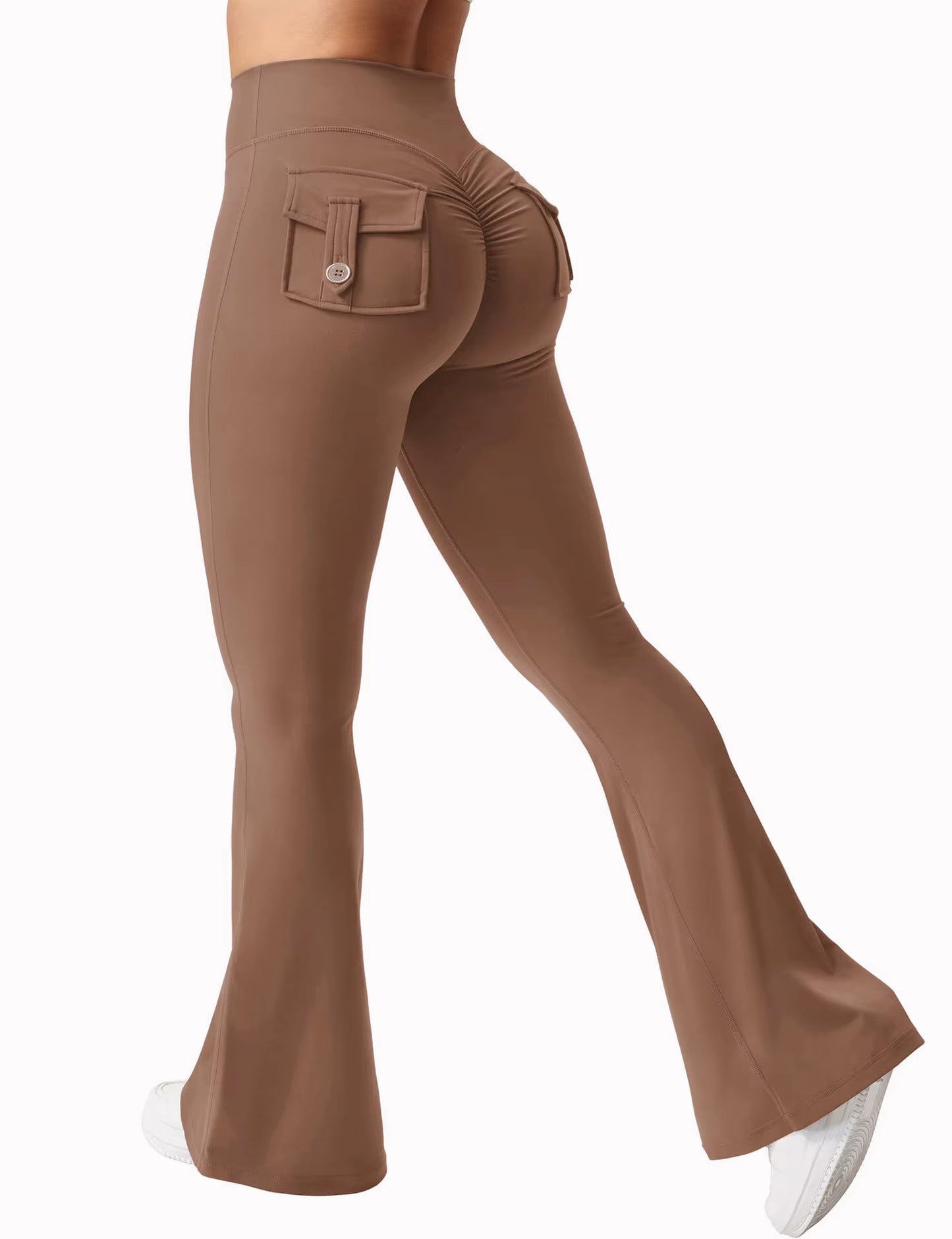 Newest Women Wide Leg High Stretch Yoga Leggings Naked Feeling Compression Fitness Workwear with Pockets Yoga Pant 