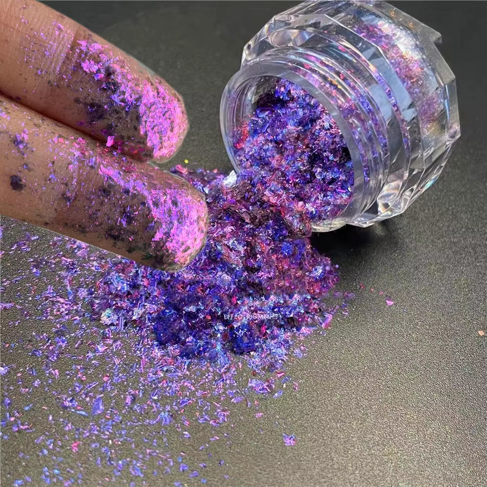 1Jar Plating Aurora Chrome Nail Powder High-Gloss Moonlight Mirror Fine Glitter Pigment Aurora Pearl Rubbing Dust Chrome Nails