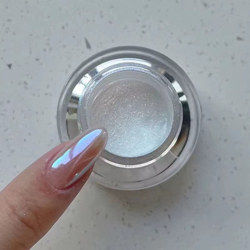 1Jar Plating Aurora Chrome Nail Powder High-Gloss Moonlight Mirror Fine Glitter Pigment Aurora Pearl Rubbing Dust Chrome Nails