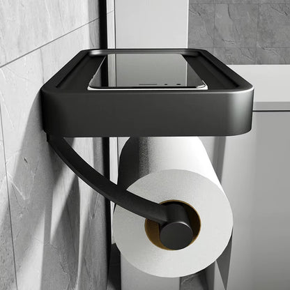 Black Toilet Roll Holder Wall Mounted Nail Free Toilet Paper Holder for Bathroom Toilet Accessories Bathroom Paper Towel Holder
