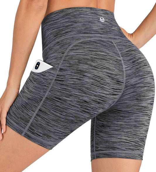 IUGA Women's High-Waisted Yoga and Biker Shorts with Pockets - 8"/5" Compression Workout and Running Shorts