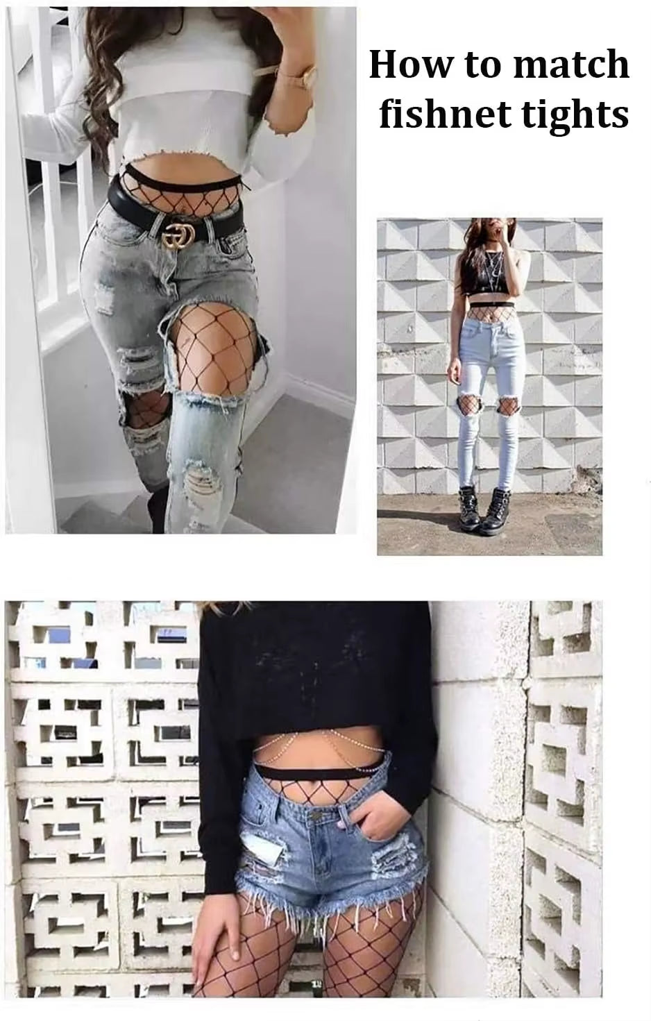 4 Pairs of Black Fishnet Stockings for Women – Plus Size Tights in One Size Fits All