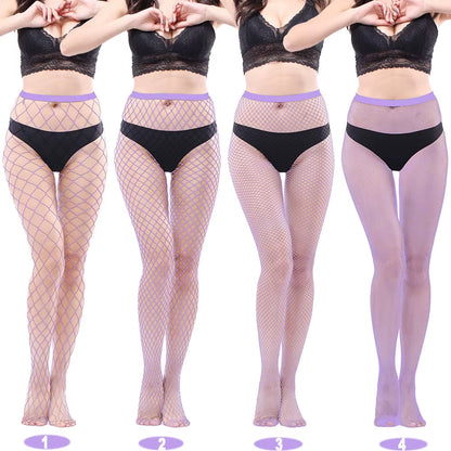 4 Pairs of Black Fishnet Stockings for Women – Plus Size Tights in One Size Fits All