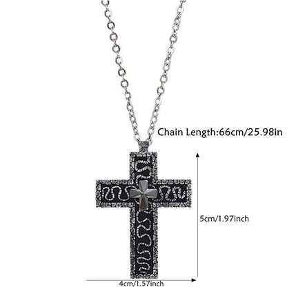 Vintage Cross Pendant Necklace Cross Necklace with Secret Compartment 3D Printed Charm Jewelry Necklace for Women Men