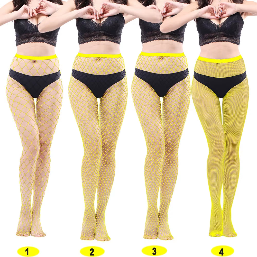 4 Pairs of Black Fishnet Stockings for Women – Plus Size Tights in One Size Fits All