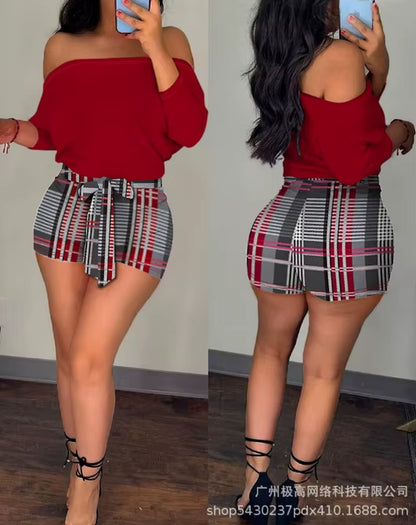 Women'S Elegance Romper 2024 Spring Latest Striped Leopard Print Tied off the Shoulder Bodysuit Skinny Batwing Sleeve Jumpsuit