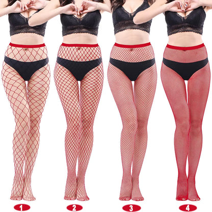 4 Pairs of Black Fishnet Stockings for Women – Plus Size Tights in One Size Fits All