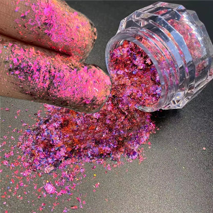 1Jar Plating Aurora Chrome Nail Powder High-Gloss Moonlight Mirror Fine Glitter Pigment Aurora Pearl Rubbing Dust Chrome Nails
