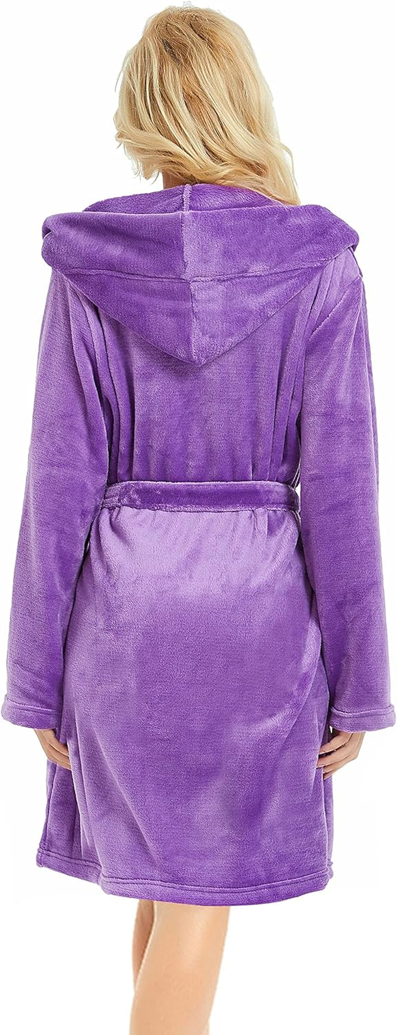 U2SKIIN Women's Hooded Fleece Robe - Cozy Short Plush Bathrobe for Spa and Relaxation