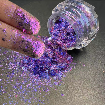 1Jar Plating Aurora Chrome Nail Powder High-Gloss Moonlight Mirror Fine Glitter Pigment Aurora Pearl Rubbing Dust Chrome Nails